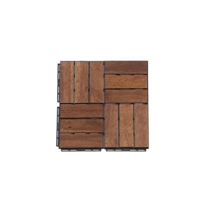 12 in. x 12 in. Outdoor Acacia Wood Flooring Interlocking Deck Tiles in Brown (10-Pieces)