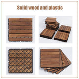 12 in. x 12 in. Striped Pattern Outdoor Acacia Wood Interlocking Deck Tiles in Brown (10-Pieces)