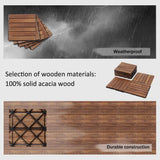 12 in. x 12 in. Striped Pattern Outdoor Acacia Wood Interlocking Deck Tiles in Brown (10-Pieces)