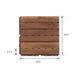 12 in. x 12 in. Striped Pattern Outdoor Acacia Wood Interlocking Deck Tiles in Brown (10-Pieces)