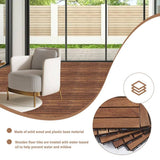 12 in. x 12 in. Striped Pattern Outdoor Acacia Wood Interlocking Deck Tiles in Brown (10-Pieces)
