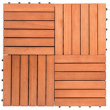 Patio 6-Slat 1 ft. x 1 ft. Wood Interlocking Deck Tile in Brown (10 Per Box)