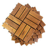 12 in. x 12 in. Acacia Wood Interlocking Flooring Deck Tile Checker Pattern in Brown 12-Slats (20-Pack)