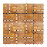 12 in. x 12 in. Acacia Wood Interlocking Flooring Deck Tile Checker Pattern in Brown 12-Slats (20-Pack)