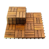 12 in. x 12 in. Acacia Wood Interlocking Flooring Deck Tile Checker Pattern in Brown 12-Slats (20-Pack)