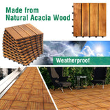 12 in. x 12 in. Acacia Wood Interlocking Brown Flooring Deck Tile 4 Slats (30-Pack)