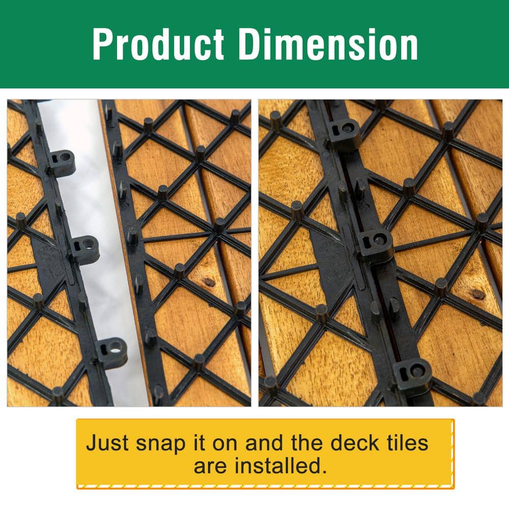 12 in. x 12 in. Acacia Wood Interlocking Brown Flooring Deck Tile 4 Slats (30-Pack)