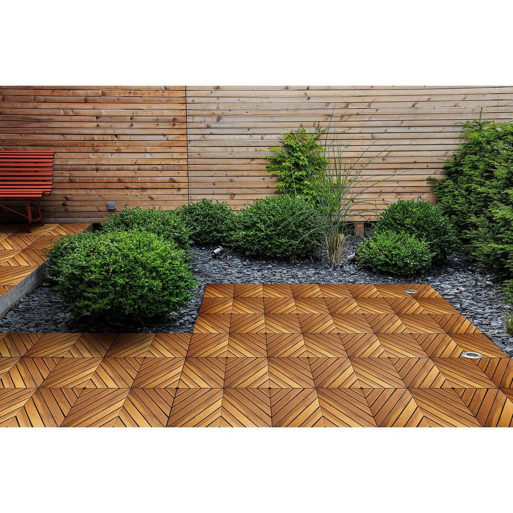 12 in. x 12 in. Square Wood Flooring Tiles in Brown (10-Pack)