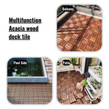 12 in. x 12 in. Outdoor Checker Square Wood Interlocking Waterproof Flooring Deck Tiles in Brown (Set of 20 Tiles)