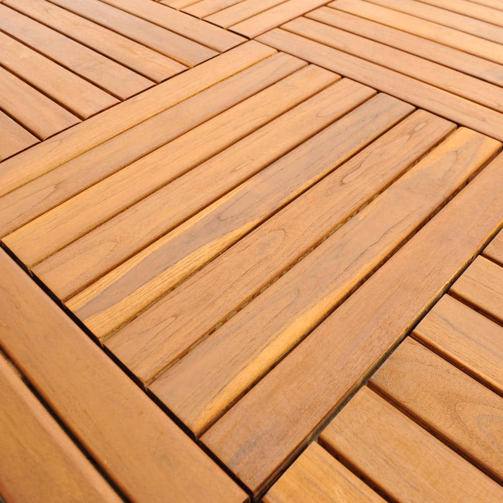 DeckWise WiseTile 2 ft. x 2 ft. Solid Hardwood Plantation Teak Deck Tile in Brown (1 Tile)