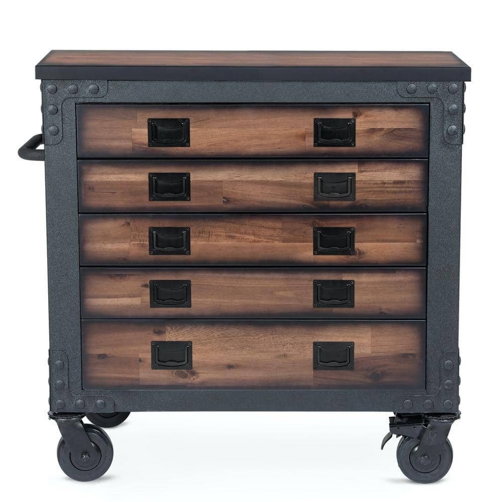 DURAMAX 36 in. W x 20 in. D 5-Drawer Wood Top Roller Cabinet Tool Chest