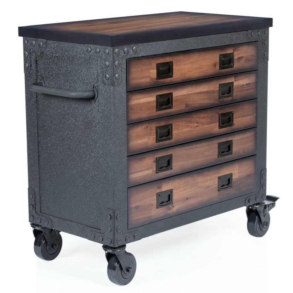 DURAMAX 36 in. W x 20 in. D 5-Drawer Wood Top Roller Cabinet Tool Chest