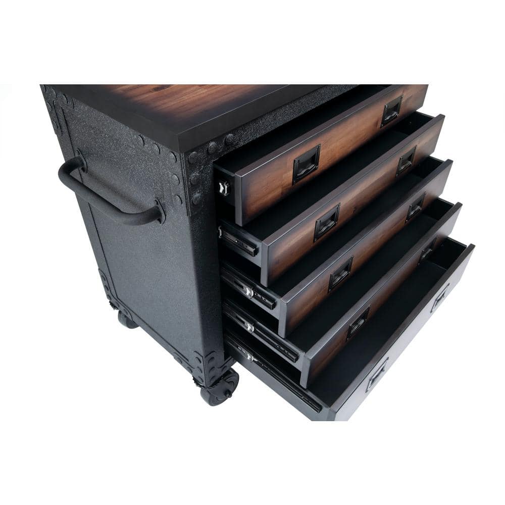 DURAMAX 36 in. W x 20 in. D 5-Drawer Wood Top Roller Cabinet Tool Chest