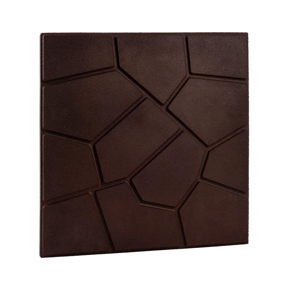 EcoBorder 15.5 in. x 15.5 in. Square Brown Cobblestone/Brick Dual-Sided 100% Recycled Rubber Paver (6-pack)