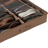 Everyday Home 27 in. x 24 in. 12-Pair Brown Fabric Underbed Shoe Storage