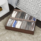 Everyday Home 27 in. x 24 in. 12-Pair Brown Fabric Underbed Shoe Storage