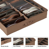 Everyday Home 27 in. x 24 in. 12-Pair Brown Fabric Underbed Shoe Storage