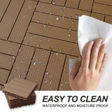 GOGEXX 12 in. W x 12 in. L Outdoor Stripe Plastic Composite Flooring Deck Tiles (35 Per Box), Brown