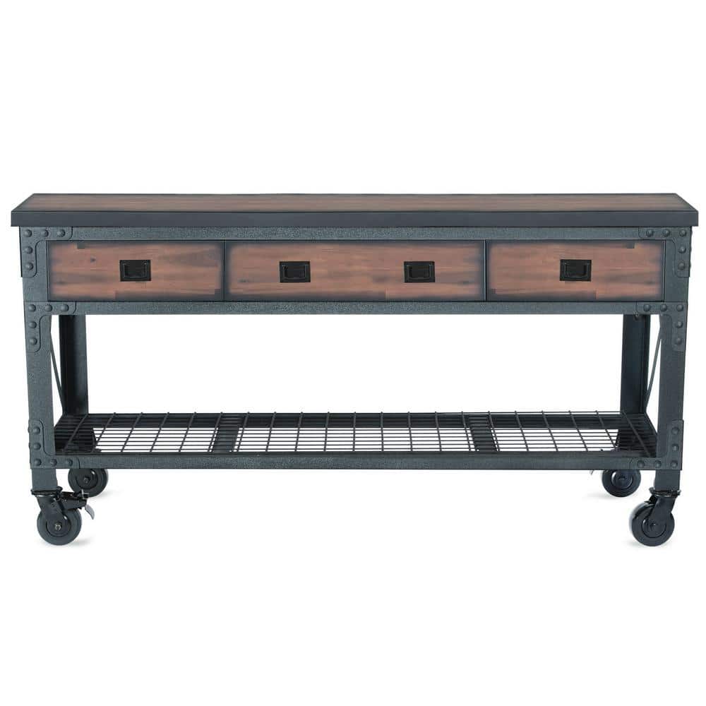 Duramax Building Products 72 in. W x 24 in. D 3-Drawers Rolling Industrial Mobile Workbench Cabinet with Wood Top