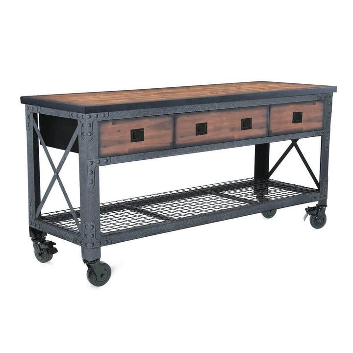 Duramax Building Products 72 in. W x 24 in. D 3-Drawers Rolling Industrial Mobile Workbench Cabinet with Wood Top