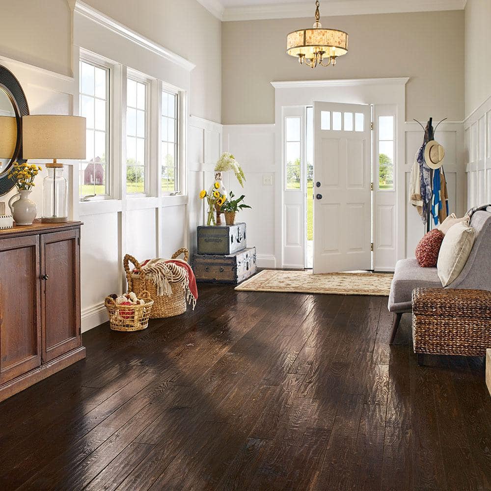 Bruce Revolutionary Rustics Brown Harmony Oak 3/4 in. T x 5 in. W Distressed Solid Hardwood Flooring (23.5 sq.ft./ctn)