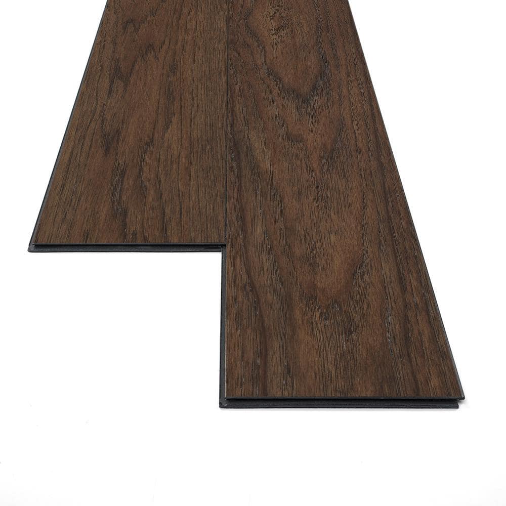 Sure+ Brown Hickory Hickory 1/4 in. T x 6.5 in. W Click Lock Wire Brushed Engineered Hardwood Flooring (21.7 sq.ft./case)