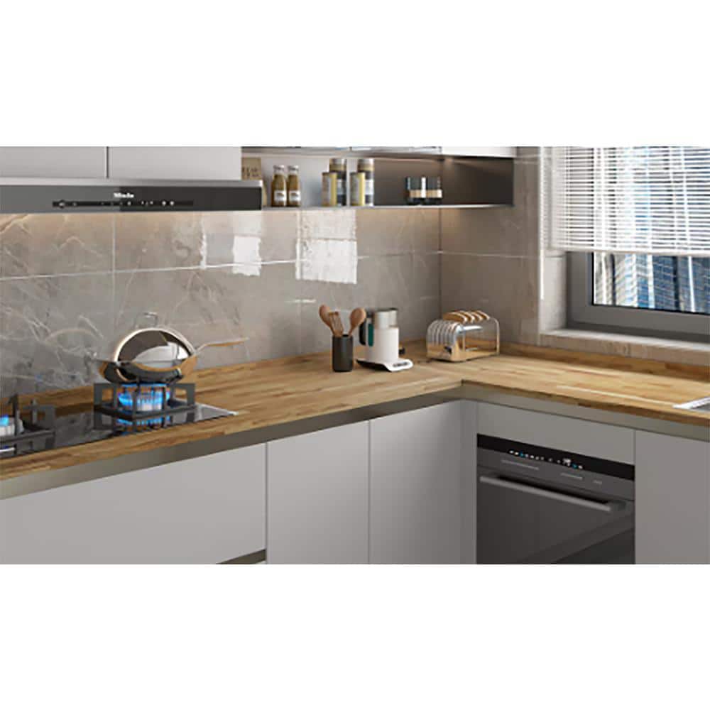 Interbuild 7.2 ft. L x 25 in. D, Finished Oak Butcher Block Standard Countertop in Brown with Square Edge