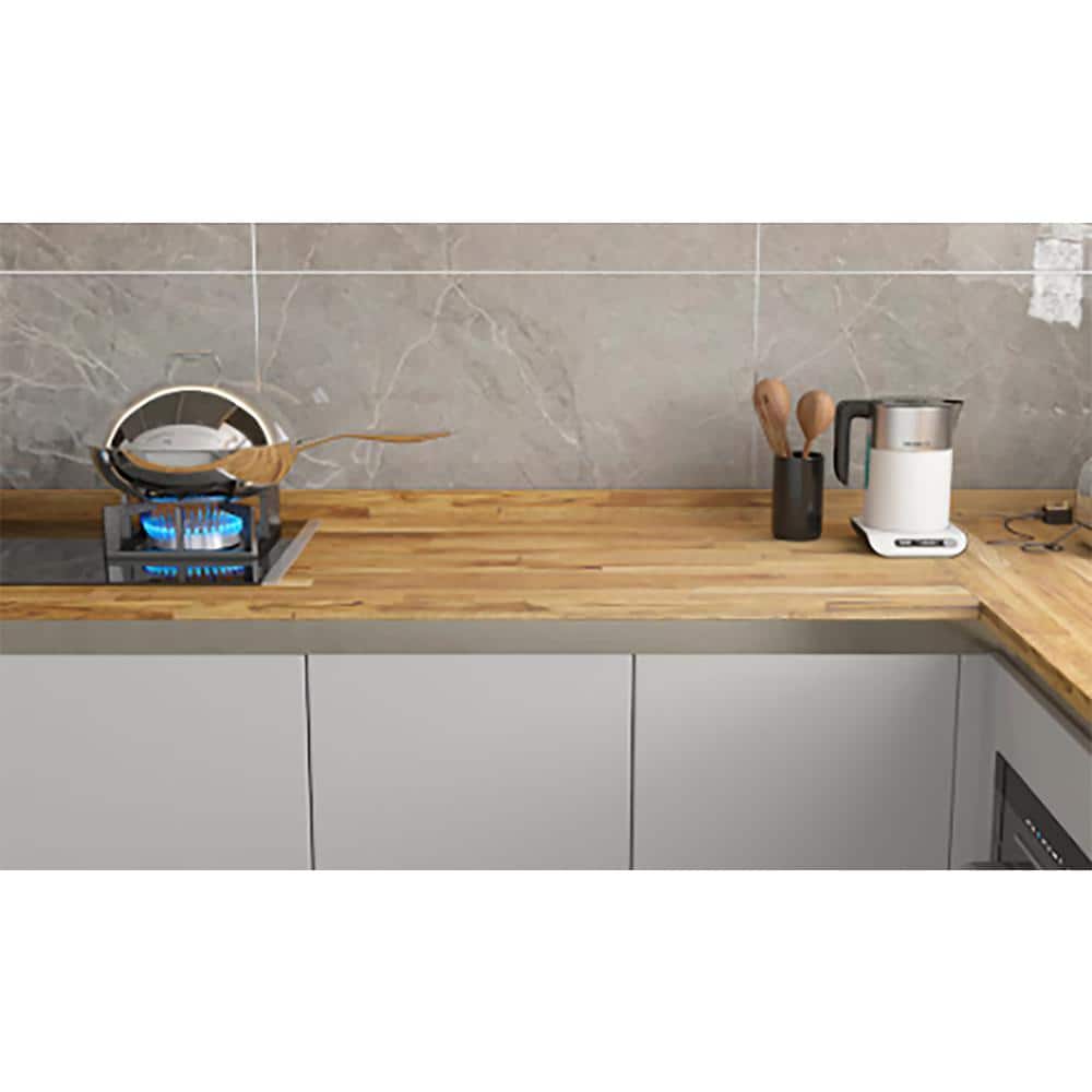 Interbuild 7.2 ft. L x 25 in. D, Finished Oak Butcher Block Standard Countertop in Brown with Square Edge