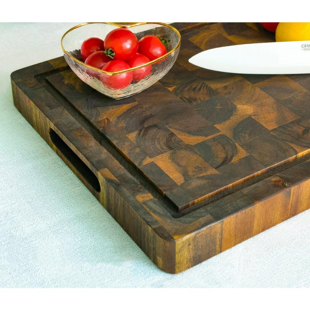 Interbuild 1.3 ft. L x 12 in. D, Acacia Butcher Block Chopping Board Countertop in Brown with Square Edge