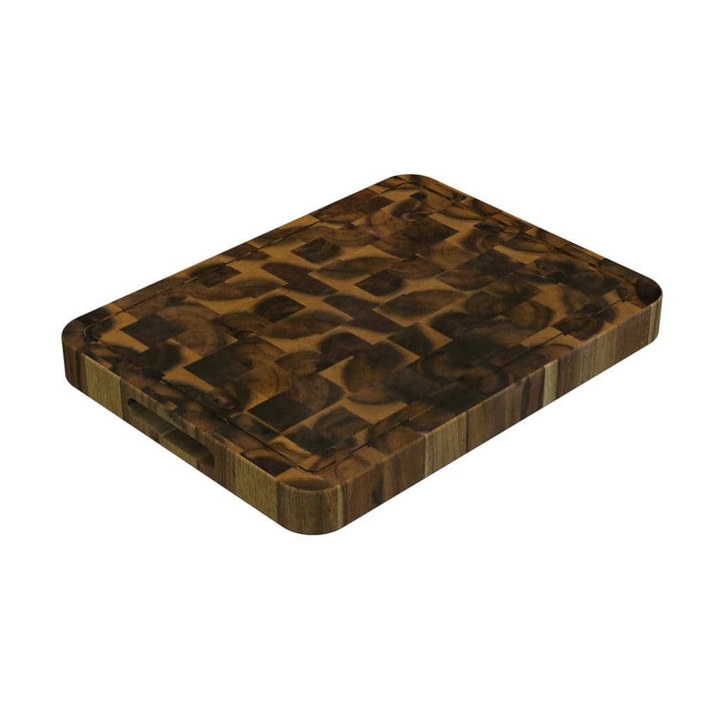Interbuild 1.3 ft. L x 12 in. D, Acacia Butcher Block Chopping Board Countertop in Brown with Square Edge