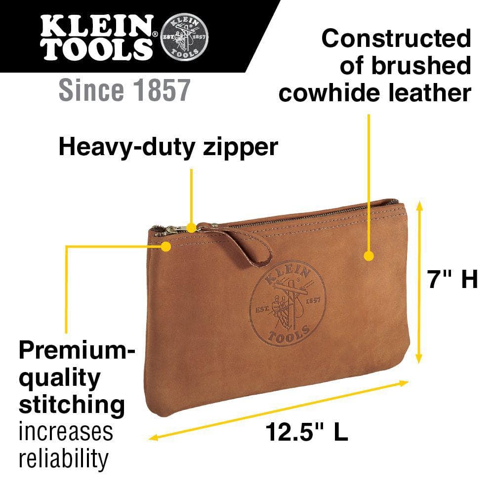 12-1/2 in. Leather Zipper Bag