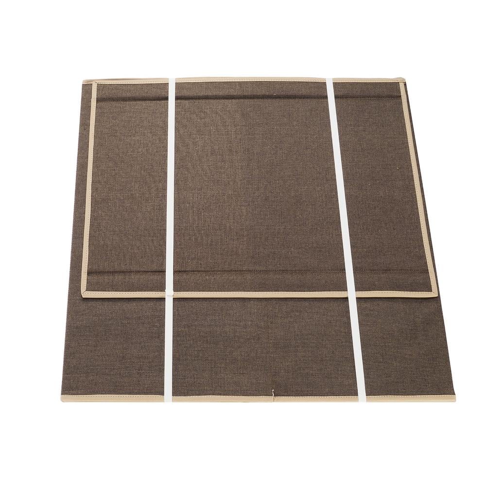 Brown Collapsible Canvas Laundry Hamper with 2 Compartments for Sorting or Folding Clothes