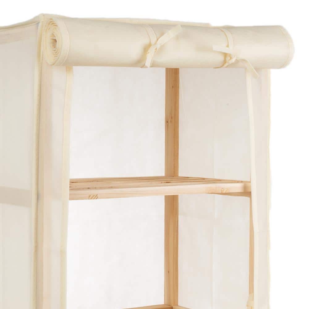 Lavish Home 5-Tier Wood Storage Shelving Rack with Removable Cover
