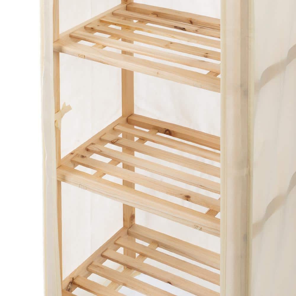 Lavish Home 5-Tier Wood Storage Shelving Rack with Removable Cover