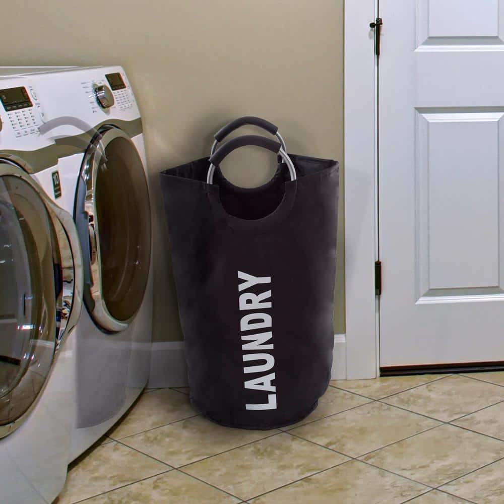 Lavish Home Brown Collapsible Canvas Laundry Basket