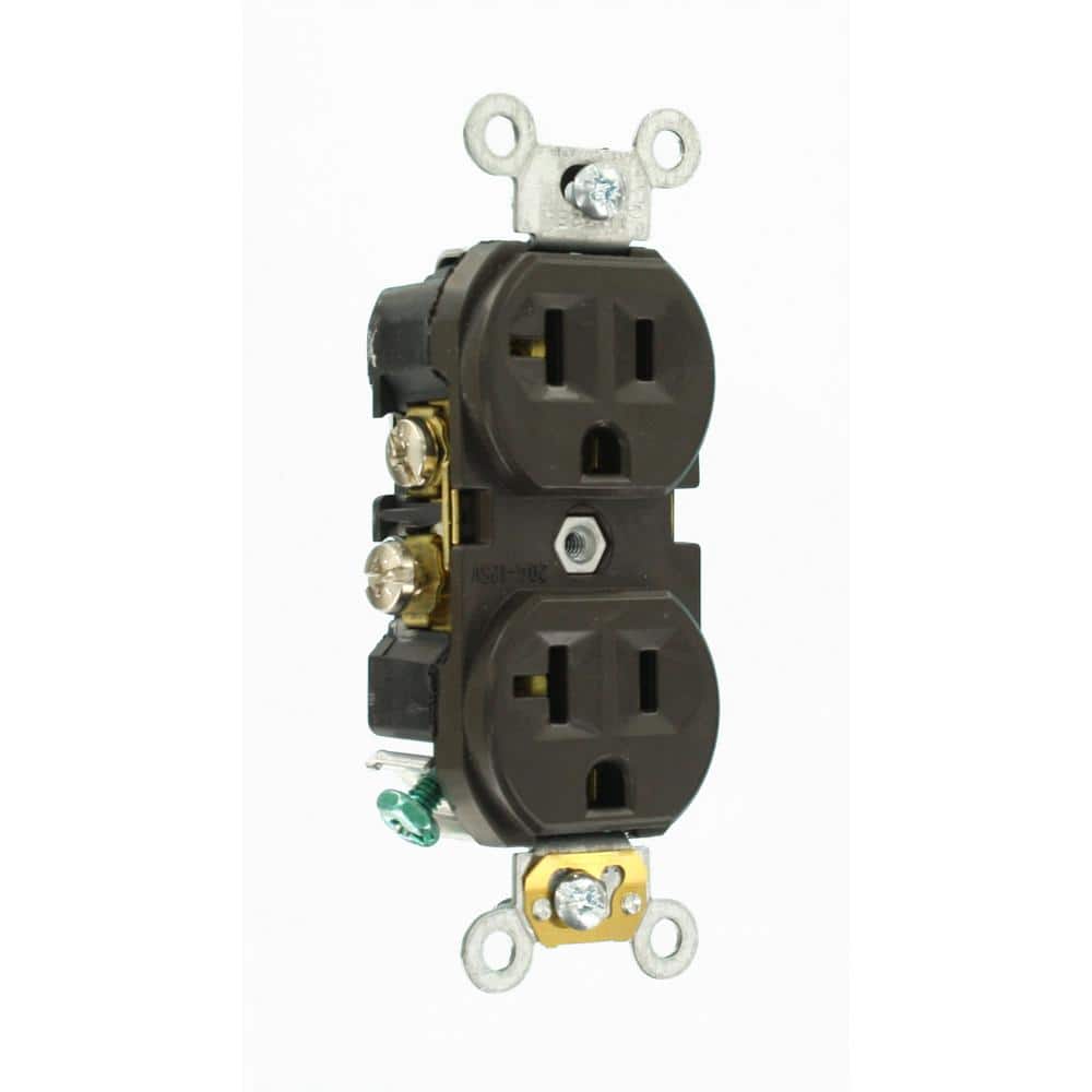 Leviton 20 Amp Commercial Grade Duplex Outlet, Brown (NEMA 5-20R, 125V)