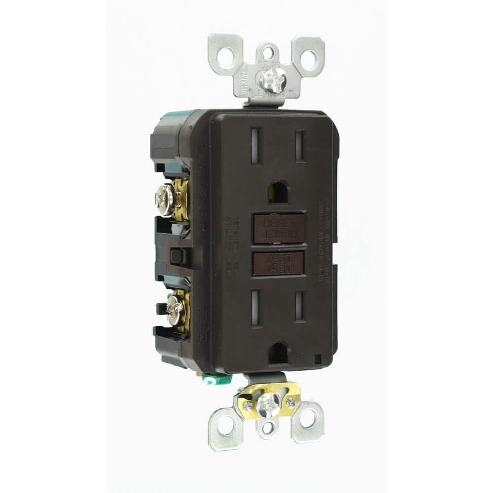 Leviton 15 Amp 125-Volt Duplex SmarTest Self-Test SmartlockPro Tamper-Resistant GFCI Outlet, Brown
