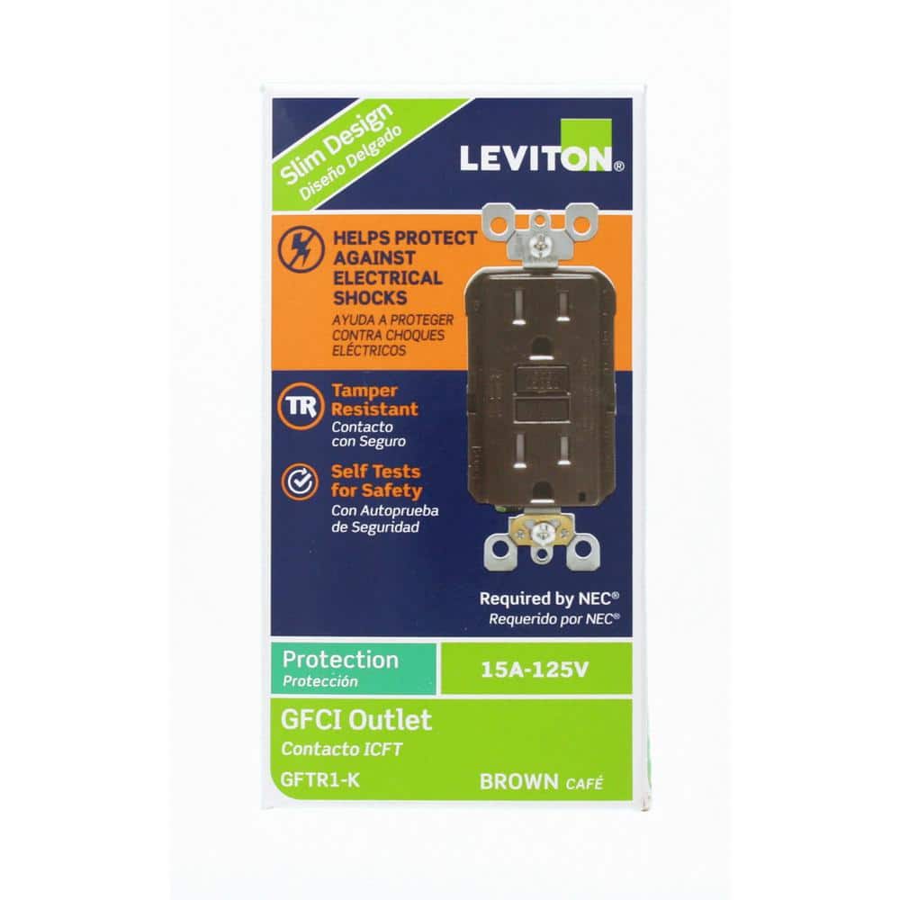 Leviton 15 Amp 125-Volt Duplex SmarTest Self-Test SmartlockPro Tamper-Resistant GFCI Outlet, Brown