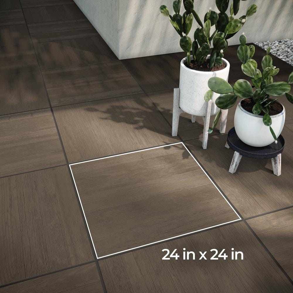 Corso Italia Foresta Brown 24 in. x 24 in. x 0.75 in. Wood Look Porcelain Paver