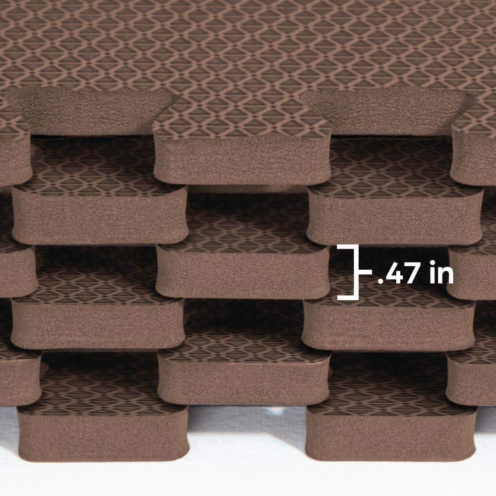 Norsk Brown 24 in. x 24 in. x 0.47 in. Foam Interlocking Floor Mat (6-Pack)