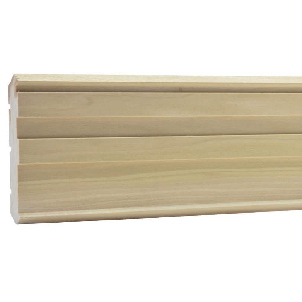 Ornamental Mouldings .625 in. D x 4.5 in. W x 92 in. L Unfinished Poplar Wood Beckett Crown Moulding