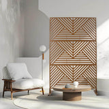 76 in. Hx48 in. W Line Hollow Shape Metal Freestanding Decorative Privacy Screen in Brown, Outdoor and Indoor