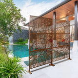 6.3 ft. H x 4 ft. W Brown Outdoor Privacy Panel Metal Garden Fence Panels Freestanding Decorative Screen Panel