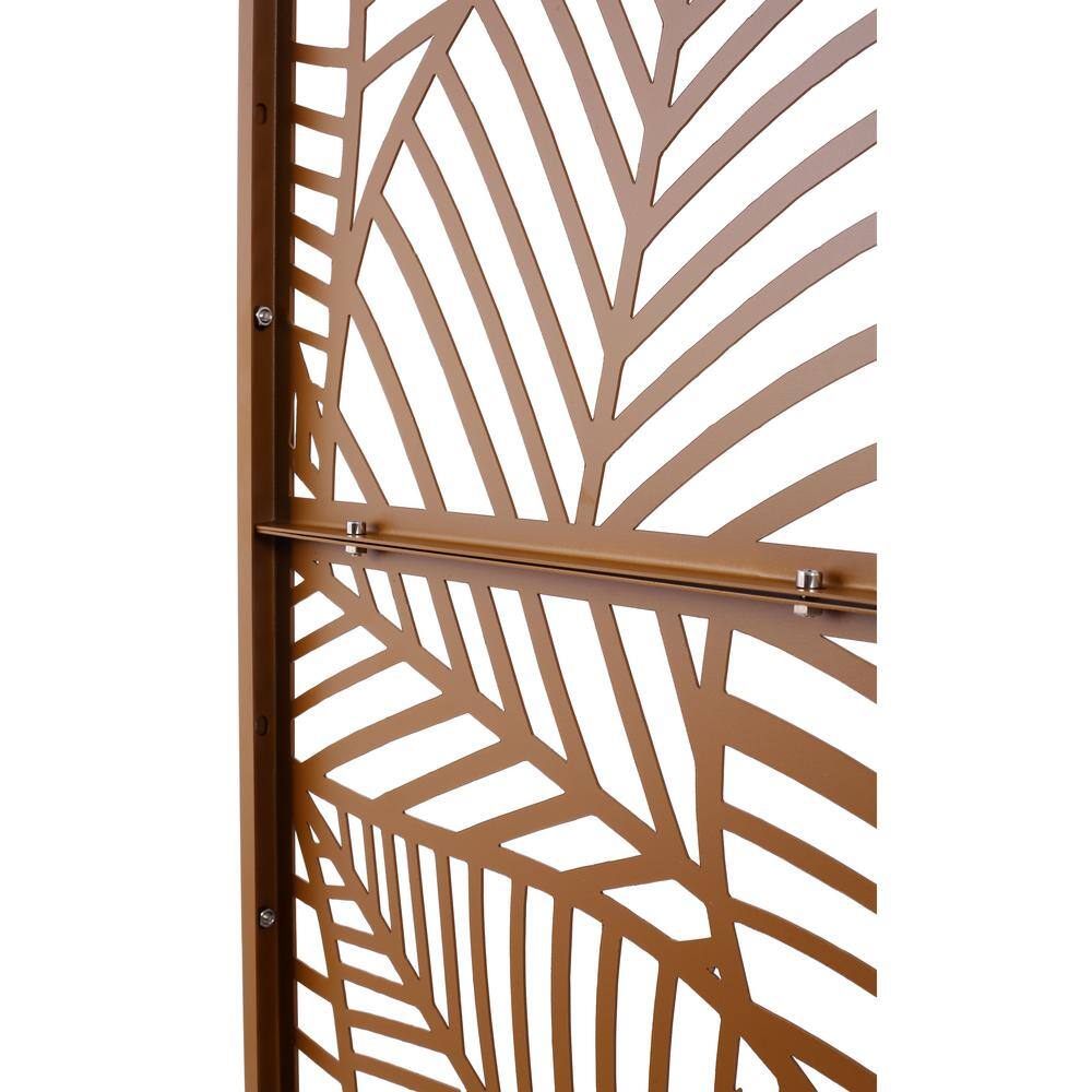 6.3 ft. H x 4 ft. W Brown Outdoor Privacy Panel Metal Garden Fence Panels Freestanding Decorative Screen Panel