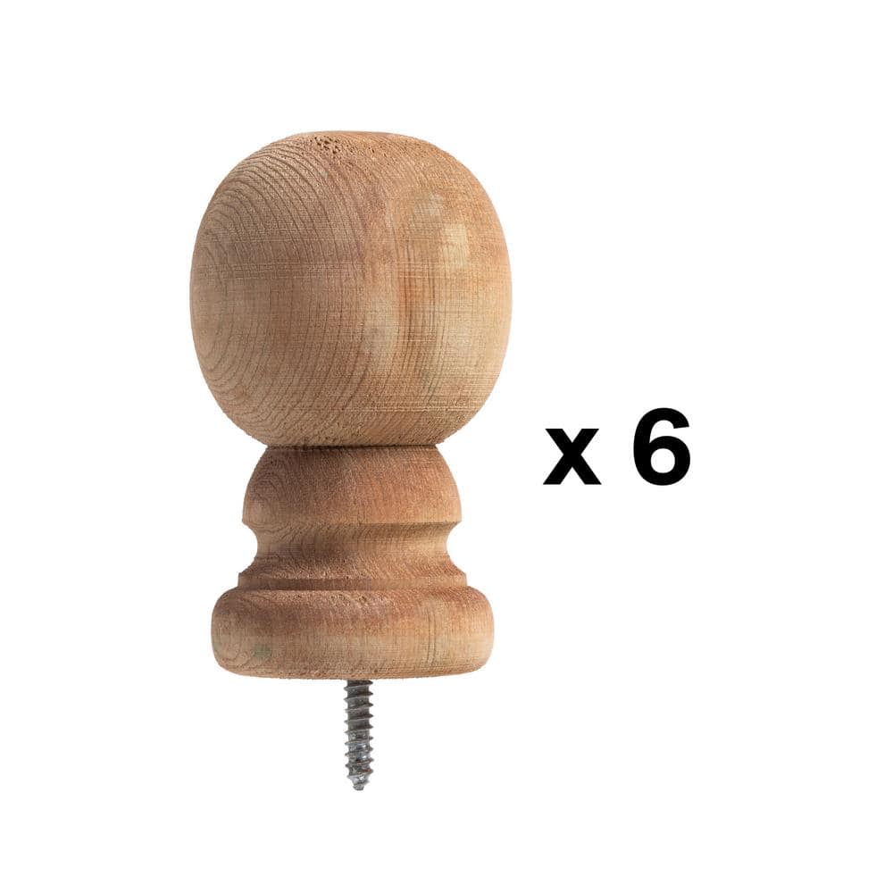ProWood 4 in. x 4 in. Wood Colonial Ball Post Top Finial (6-Pack)