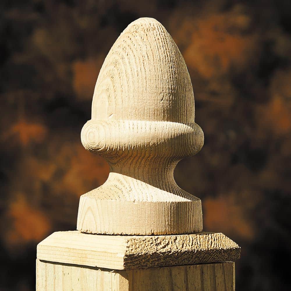 ProWood 4 in. x 4 in. Wood Acorn Post Cap Finial (6-Pack)