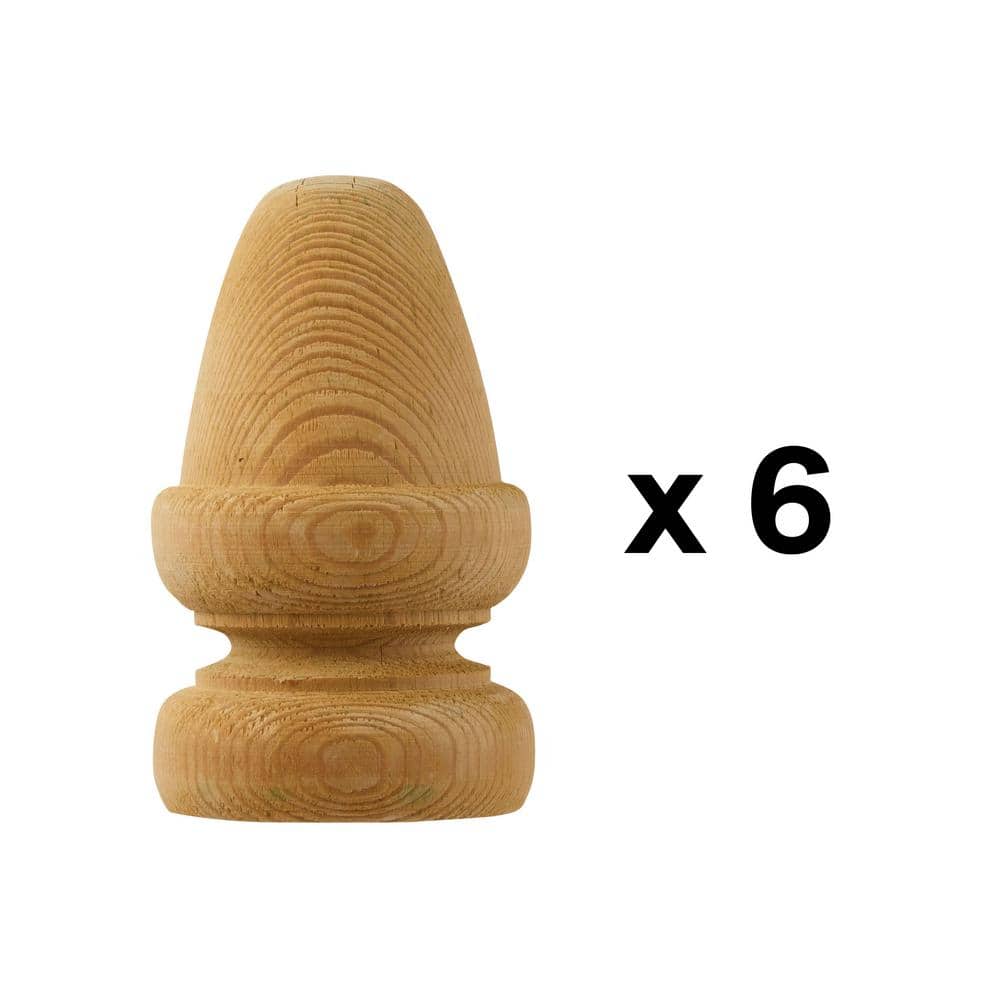 ProWood 4 in. x 4 in. Wood Acorn Post Cap Finial (6-Pack)