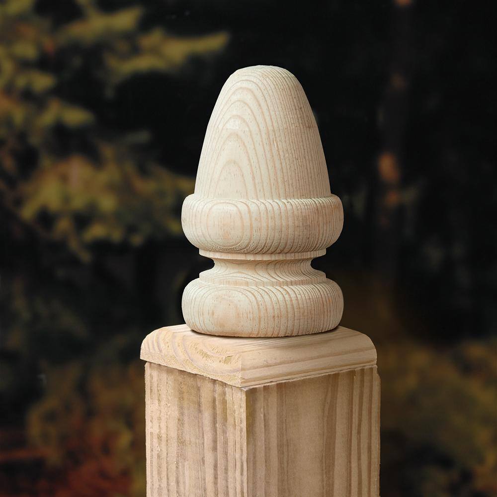ProWood 4 in. x 4 in. Wood Acorn Post Cap Finial (6-Pack)