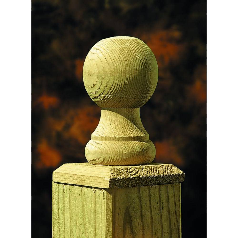 ProWood 4 in. x 4 in. Pressure-Treated Cedar-Tone Pine Ball Top Finial (6-Pack)