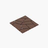 GOGEXX 12 in. W x 12 in. L Outdoor Imitation Stone Texture Plastic Interlocking Flooring Deck Tiles (Pack of 44 Tiles) in Brown